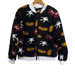 Disney Parks Mickey Sherpa Jacket Large Warm Fleece Spellout Inside Liner